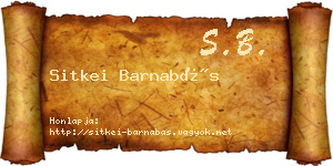 Sitkei Barnabás névjegykártya